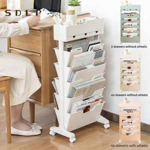 Chariot à roulettes <span class=keywords><strong>5</strong></span> niveaux avec tiroirs multifonctionnels, étagère de rangement mobile, roulettes verrouillables, bibliothèque roulante pour bureau et étude - Product Image 1