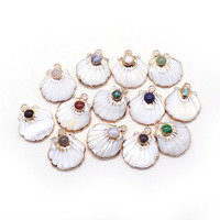 Pendentif en améthyste incrustée de coquillages avec bordure dorée, collier DIY pour occasions festives