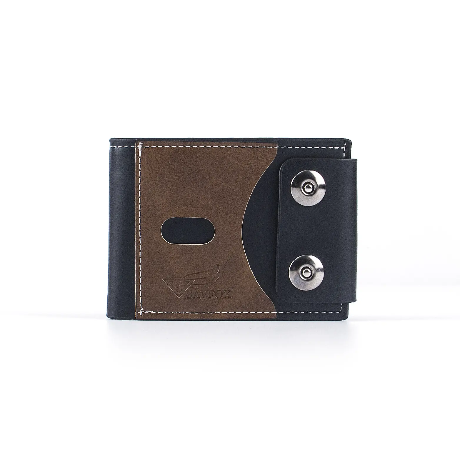 Billetera delgada de cuero sintético natural para hombre, billetera ultrafina de cuero curtido con cierre de botones