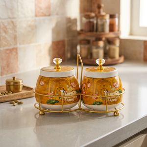Round metal Food <b>Storage</b> <b>Containers</b> With Floral Design Airtight Lids <b>For</b> <b>Kitchen</b> Use - Product Image 6