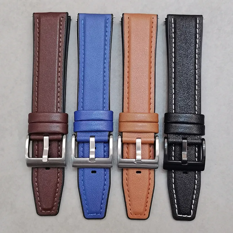 quick release 20mm 22mm rubber leather watch band watch strap for huawei smart watch