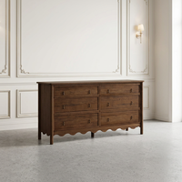 Ensemble de meubles de chambre à coucher de style français luxueux en chêne massif avec commode à 6 tiroirs, lit king size avec commode et armoire