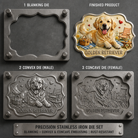 Plaque murale décorative en aluminium 3D personnalisée pour chien Golden Retriever, en relief, qualité supérieure, vente en gros, OEM