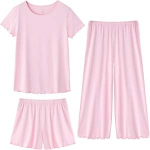 Ensemble de pyjama pour femmes personnalisé, manches courtes, pantalon capri, vêtements de nuit super doux et rafraîchissants en viscose de bambou, tailles S-XXL - Product Image 3