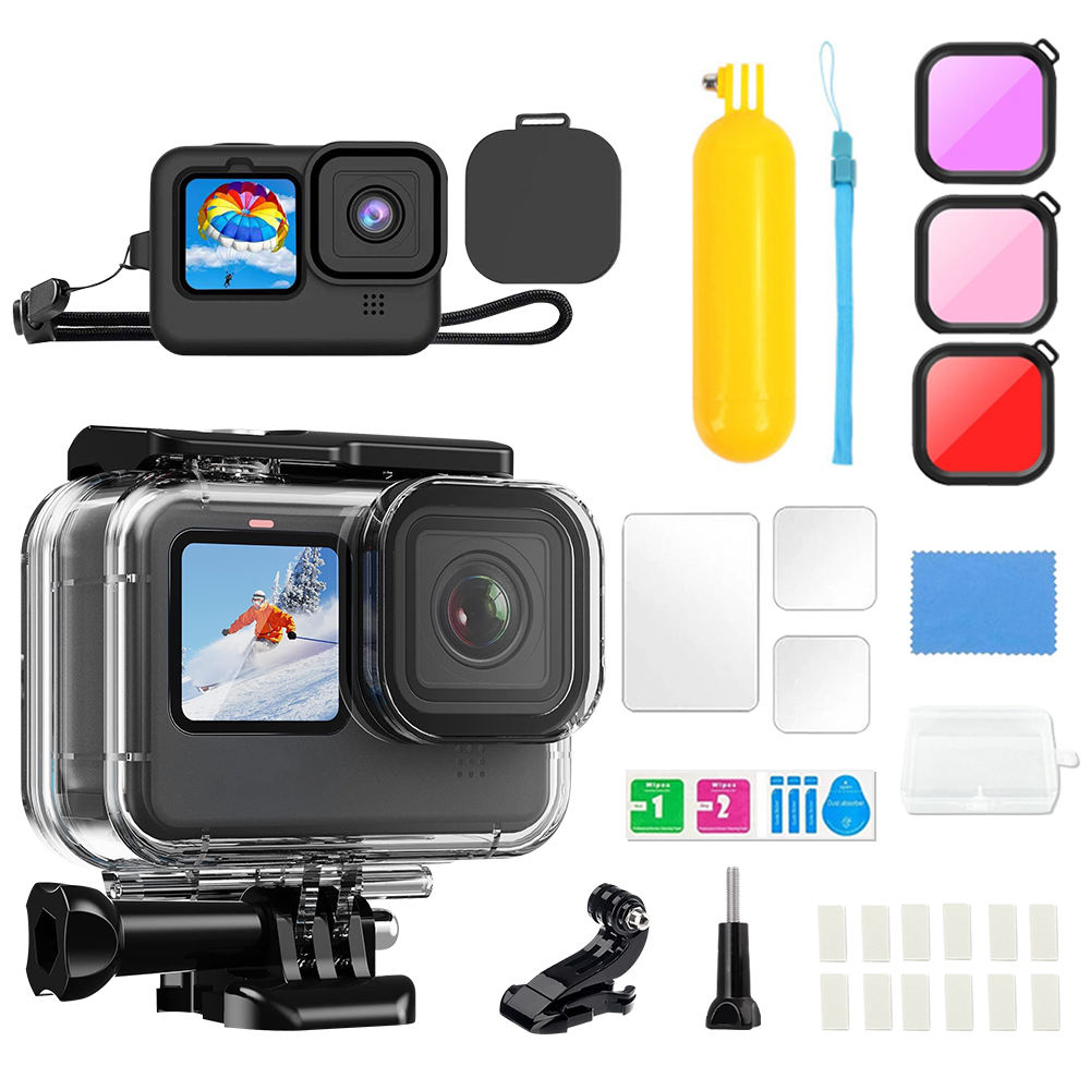 Hongdak Wholesale Suitable for Gopro Accessories Silicone Sleeve Filter Buoyancy Bar 9-13 Waterproof Case Tempered Film Set