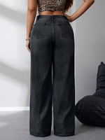 Jean Droit Gris Clair Taille Plus de Fabricant pour Femme/Maman, Taille Haute Extensible, Motif Uni, Coupe Ample