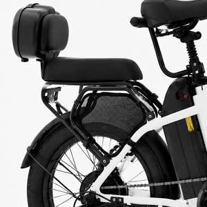 Bicicletta Elettrica Pieghevole Urbana Bianca per Adulti con Sedile Posteriore e Schienale, Batteria al Litio 48V, Bici Elettrica da Carico per Consegne con Cestino Anteriore - Product Image 6