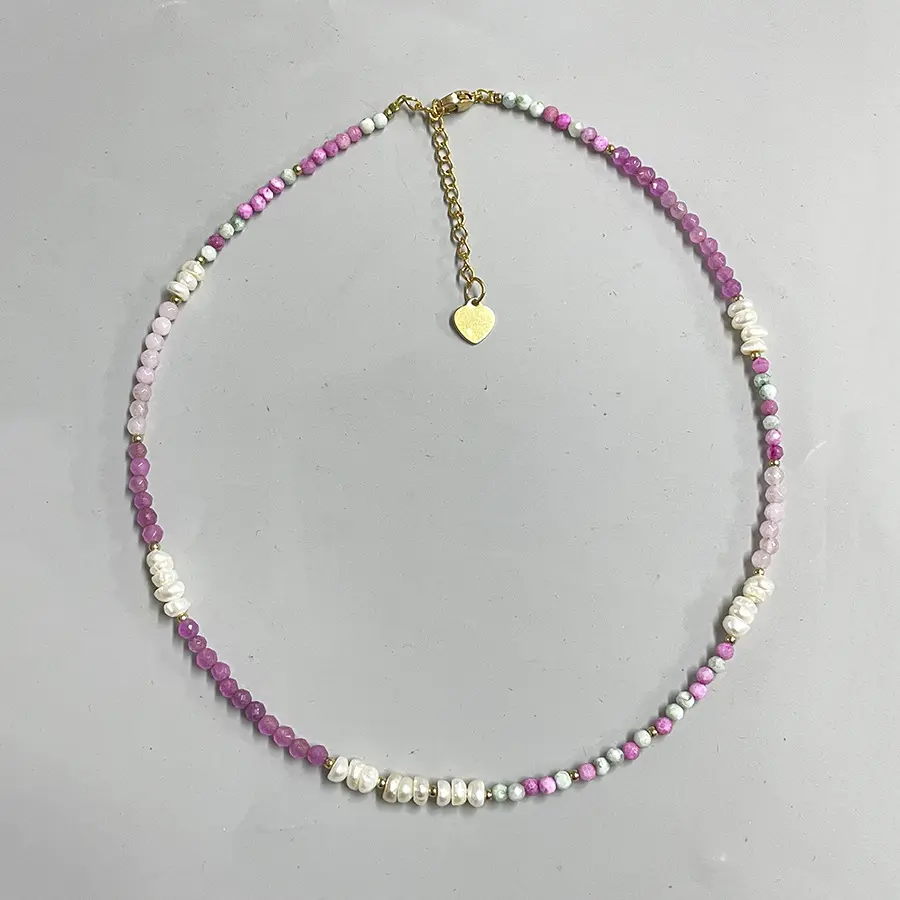 New Utopian Pink Purple Playful Vintage Necklace Jewelry Extremely Fine Colored Natural Stone Baroque Pearl Necklace For Women
