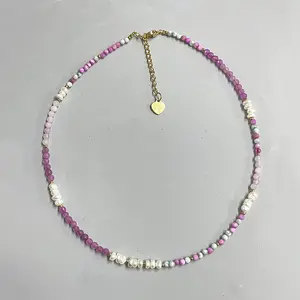 Nouveau collier vintage ludique rose violet utopique bijoux collier de perles baroques en pierre naturelle de couleur extrêmement fine pour les femmes