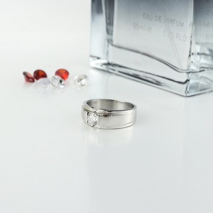 Yunnique Stainless Steel Round Diamond <b>Ring</b> Bezel Setting <b>Silver</b> US Unisex Engagement Jewelry Geometric Design FY21069 Dongguan - Product Image 4