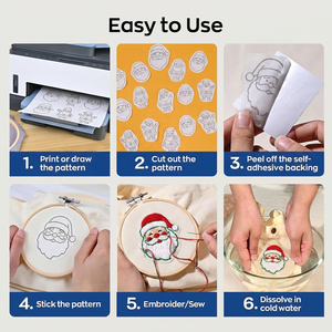 Carta Adesiva Solubile per Ricamo Fai-da-Te, per Abbigliamento, Punto Croce, Motivi Natalizi di Babbo Natale - Product Image 4