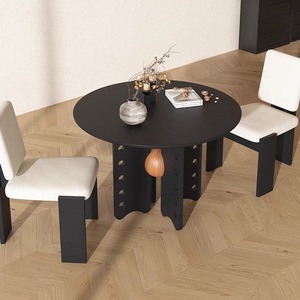 <b>Round</b> <b>Solid</b> <b>Wood</b> <b>Dining</b> <b>Table</b> Wabi Sabi Style Stable Design For Home <b>Dining</b> Room - Product Image 3