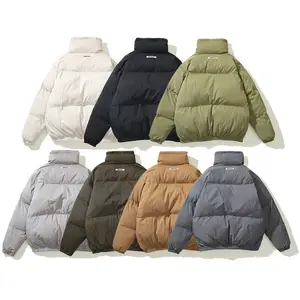 2023 hiver extérieur épais coton rembourré veste décontracté couleur unie fermeture éclair hommes vers le bas manteau chaud kanye rembourré veste