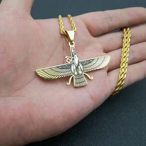 Stainless Steel Wing Pendant <b>Necklace</b> Gold <b>Silver</b> Plated Unisex Fashion Jewelry <b>For</b> <b>Men</b> Women Hip Hop Style QF994 - Product Image 4