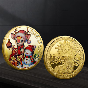 Yeni tasarım noel baba hatıra parası renk kabartma madalyon noel küçük hediye altın ve gümüş kaplama Metal paralar - Product Image 6