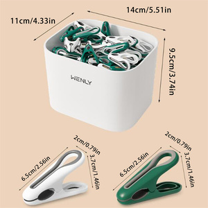 24/36 Stück Wäscheklammern mit Aufbewahrungskorb, Haushalts- und Lebensmittelklammern, Socken- und Unterwäschehalter, Plastik-Wäscheklammern zum Aufhängen - Product Image 5