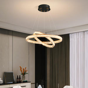 Iluminación decoración hogar anillos candelabro Villa cristal moderno Led Lujo 5 anillo colgante Luz - Product Image 1