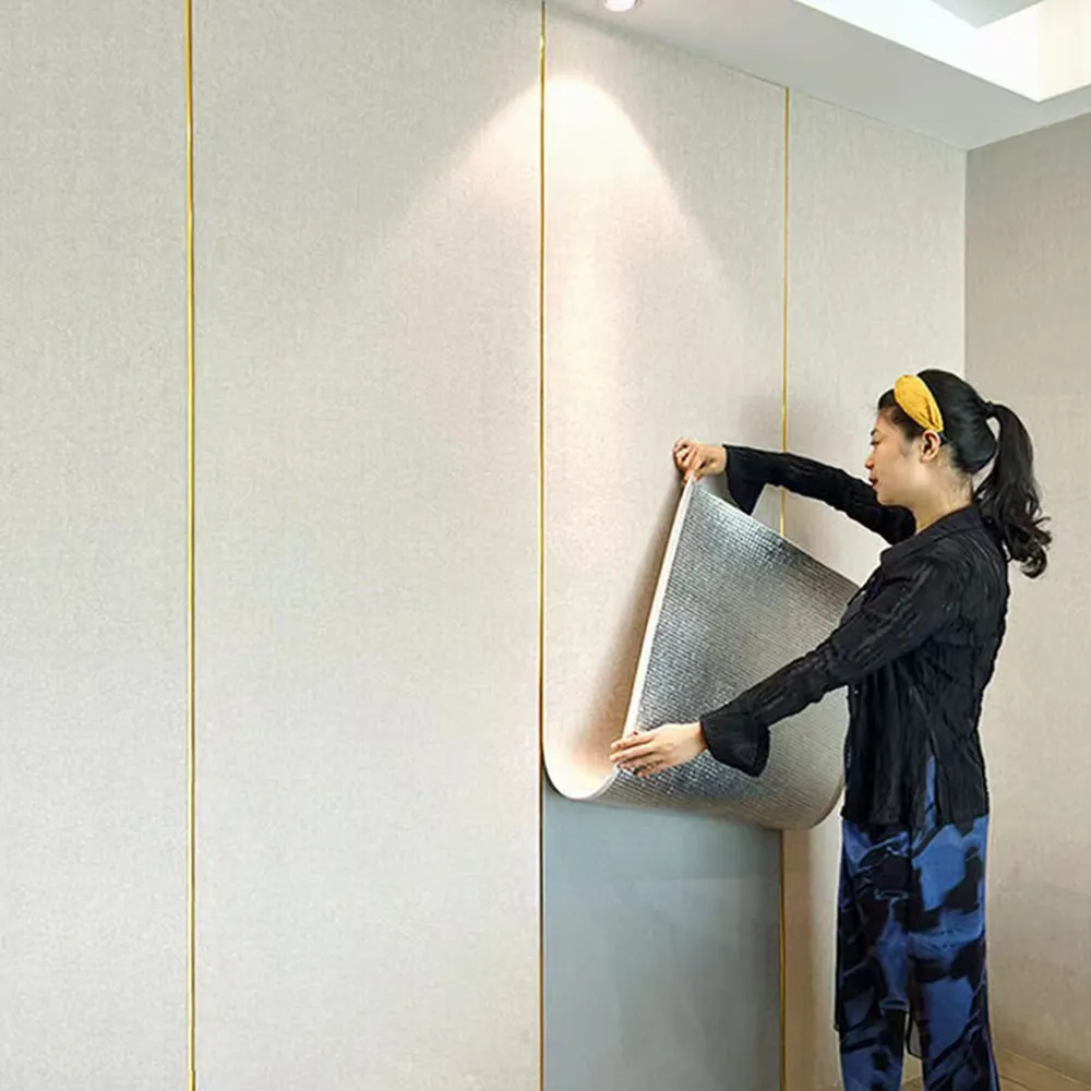 Produsen Wallpaper berperekat Linen bertekstur kain bertekstur gulungan Wallpaper 3D yang dapat dilepas kupas dan tempel untuk dekorasi rumah