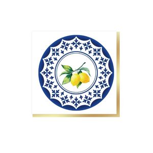 DAMAI Vaisselle jetable en porcelaine bleue et blanche pour fête d'anniversaire au citron, assiettes, gobelets, serviettes, ensemble de vaisselle de fête - Product Image 6