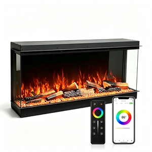 Valse 50/60/80/100 3 Sided <b>Fireplace</b>, Smart Wi Fi App Remote Control Heater, 750W/1500W Dual Heat for Large Room Practical USB I - Product Image 5