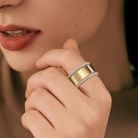MW Fashion 18 Karat vergoldeter Edelstahl-Breit ring Diamant-Stapel ringe Zirkonia-Edelstahl ringe für Frauen
