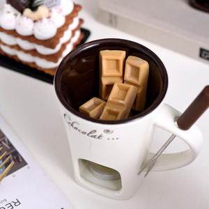 Ensemble <span class=keywords><strong>de</strong></span> tasses à <span class=keywords><strong>fondue</strong></span> en céramique pour les soirées romantiques - Tasse à chocolat fondant avec fourchettes, compatible lave-vaisselle et micro-ondes, écologique - Product Image 5