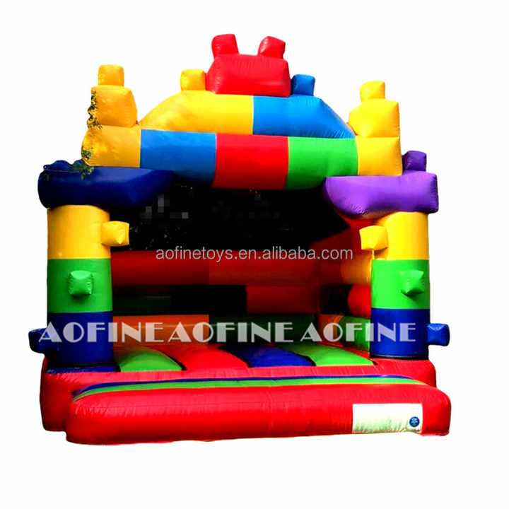 16' Building Blocks Wet/Dry Inflatable With Slide Inflatable Water ...