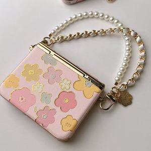 Flower Pattern Artificial Leather Wallet Phone Case with <b>Card</b> Holder for HUAWEI pura x max Ins Style <b>Embossing</b> Design - Product Image 3