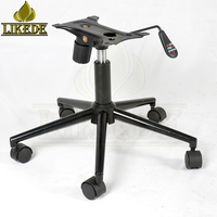 Base de chaise en acier conique à 5 pieds, revêtement noir, avec roulettes