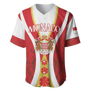 Monaco National Day Baseball Jersey Stemma Misto di Garofano Rosso Modello Sport Uniforme Personalizzato Maglia da Baseball per gli Uomini - Product Image 2