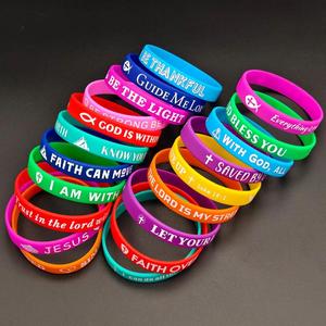 Bracelet en silicone religieux Jésus, bracelet avec versets bibliques, bracelets en caoutchouc inspirants pour hommes et femmes - Product Image 5