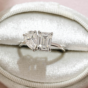 MaiYi Toi Et Moi Birnen- und Smaragdschliff Moissanit-Ring 14K Gelbgold Rosé<span class=keywords><strong>gold</strong></span> Diamantring für Damen - Product Image 5