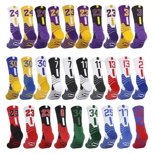 Calcetines deportivos de marca de moda con logotipo personalizado a granel para Hombre Calcetines de élite de equipo de baloncesto de alta calidad para adultos unisex