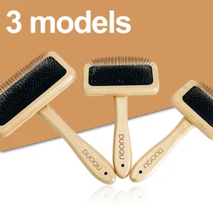 Convenient Pet Hair Remover Cleaning Brush Cat Dogs Hair Comb Bamboo Handle Stainless Steel Pet Grooming Comb