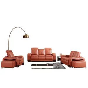 Set di divani componibili a 6 posti in vera pelle alla moda a basso prezzo all'ingrosso per soggiorno