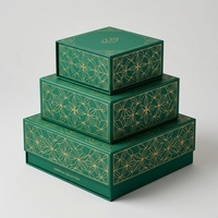 Boîte cadeau magnétique verte floquée de luxe, boîte d'emballage en papier rigide personnalisée pour le thé, les cosmétiques, les ensembles cadeaux souvenirs d'entreprise