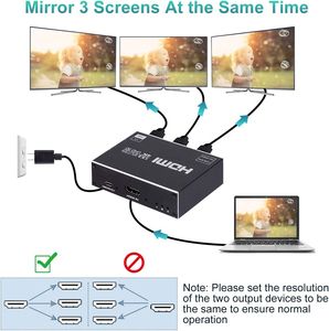 ตัวแยกสัญญาณ <span class=keywords><strong>HDMI</strong></span> <span class=keywords><strong>1x3</strong></span> 1 เข้า 3 ออก 4K 3D กล่องกระจายสัญญาณเสียงและวิดีโอ <span class=keywords><strong>HDMI</strong></span> รองรับความละเอียด 4Kx2K สำหรับ HDTV STB DVD PS3 เกม - Product Image 5