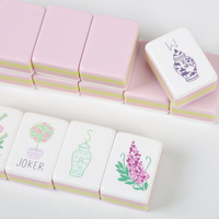 Jeu de Mahjong Portable en Acrylique Épais Or Rose avec Logo Personnalisé Américain Gravé – Idéal pour Cadeau ou Divertissement de Table