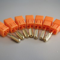 Fraise en carbure de tungstène dorée 3/32'' pour manucure et pédicure électrique, embout de sécurité rond pour perceuse à ongles 4xc