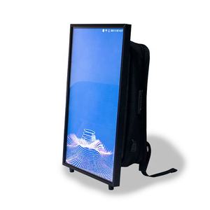 Grosir ransel layar iklan Lcd ransel 23.8 inci kotak lampu Led Digital papan reklame berjalan manusia layar sentuh hitam - Product Image 1