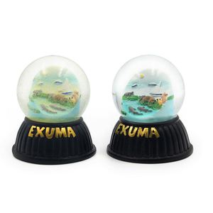 Globo de Nieve Decorativo de Resina para Manualidades, Recuerdo de Exuma, Bahamas, con Diseño de Bahía Tropical - Product Image 1