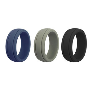 남성용 체크무늬 실리콘 웨딩밴드 8mm 폭 2.5mm 두께 통기성 조절링 - Product Image 3