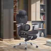 Chaise de bureau ergonomique de jeu moderne personnalisée à dossier haut, entièrement en maille, appui-tête 5D, accoudoirs réglables, repose-pieds télescopique caché, noir