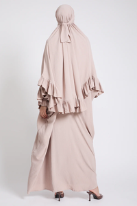 Robe Abaya de style Dubaï haut de gamme personnalisée pour femmes musulmanes, design brodé, bordure à volants, manches longues, robe ample - Product Image 5