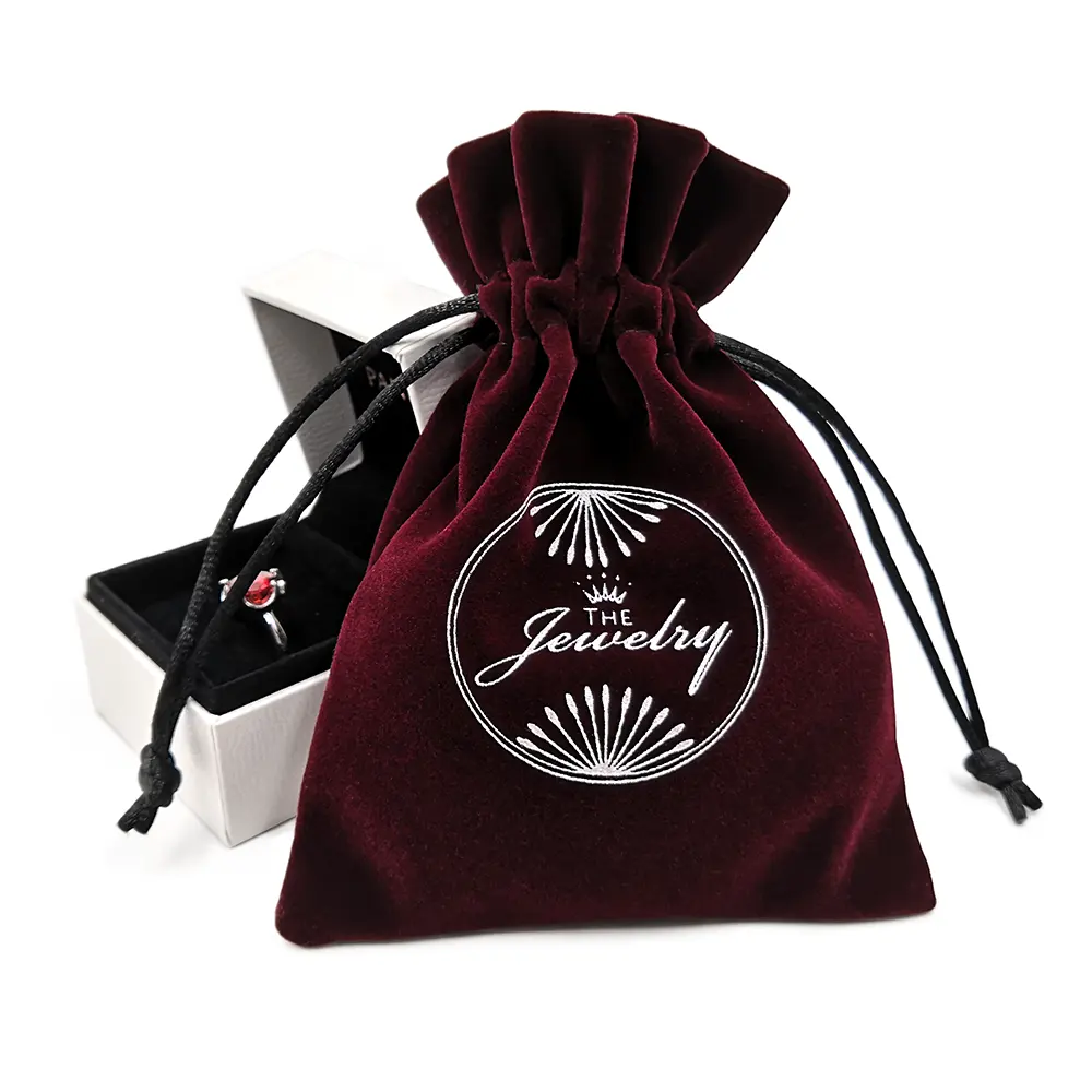 Бархатный мешочек с индивидуальным принтом для ювелирных изделий, подарок со шнурком