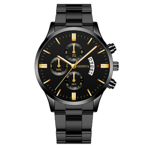 Nouvelle montre pour hommes calendrier montre à quartz en acier inoxydable à trois yeux grand cadran montre pour hommes d'affaires - Product Image 1