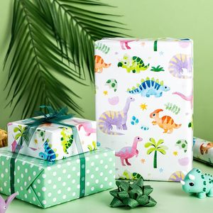 Rollo de papel de regalo con diseño de dinosaurios, 17 pulgadas x 16.5 pies, papel artístico verde con patrón de lunares de dinosaurios para envolver regalos de cumpleaños o baby shower - Product Image 6