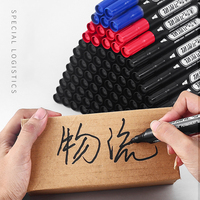 Stylos de marquage en bois à pointe moyenne avec embouts en feutre Encre permanente Noir Bleu Rouge Base d'huile épaisse pour carton logistique