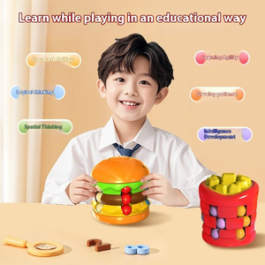 ZG per bambini <span class=keywords><strong>di</strong></span> plastica hamburger patatine fritte con fagiolo magico Puzzle giroscopio giocattolo rotante per <span class=keywords><strong>cubo</strong></span> stile Stress sollievo per Fidget Cube - Product Image 3
