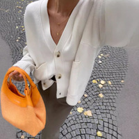 Européen américain décontracté chaud à manches longues couleur unie tricoté Cardigan automne simple boutonnage Offre Spéciale pull avant Logo bouton